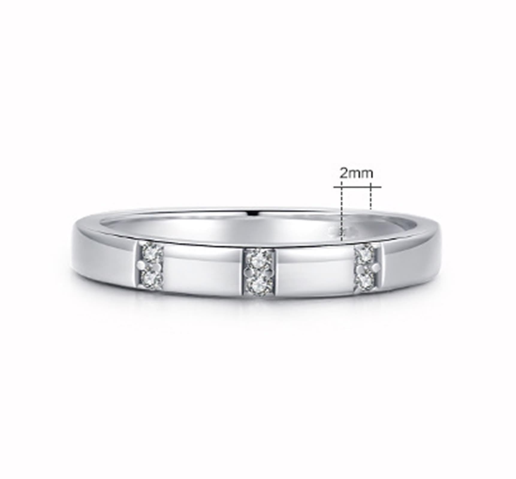Unisize - Anillo de compromiso cuadrado de plata con diamante de corte redondo y platino 950, talla 63 (20,1)