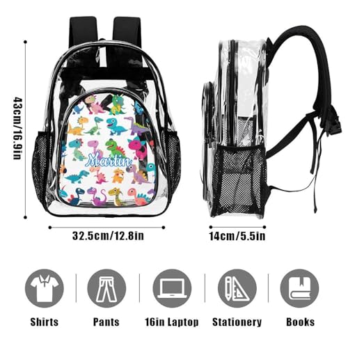 Personalized Cute Dinosaur Clear Backpack for Stadium Events See Through Transparent Backpack Boys Girls Back To School Gifts Travel Bags3