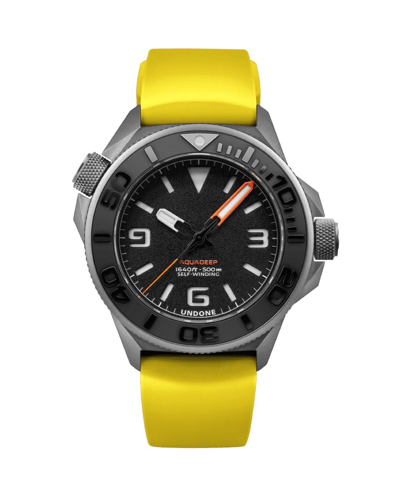 UNDONE Aquadeep Automatic Dive Watch for Men 43mm 500M Water Resistance Wristwatch Diver for Men with Rubber Strap