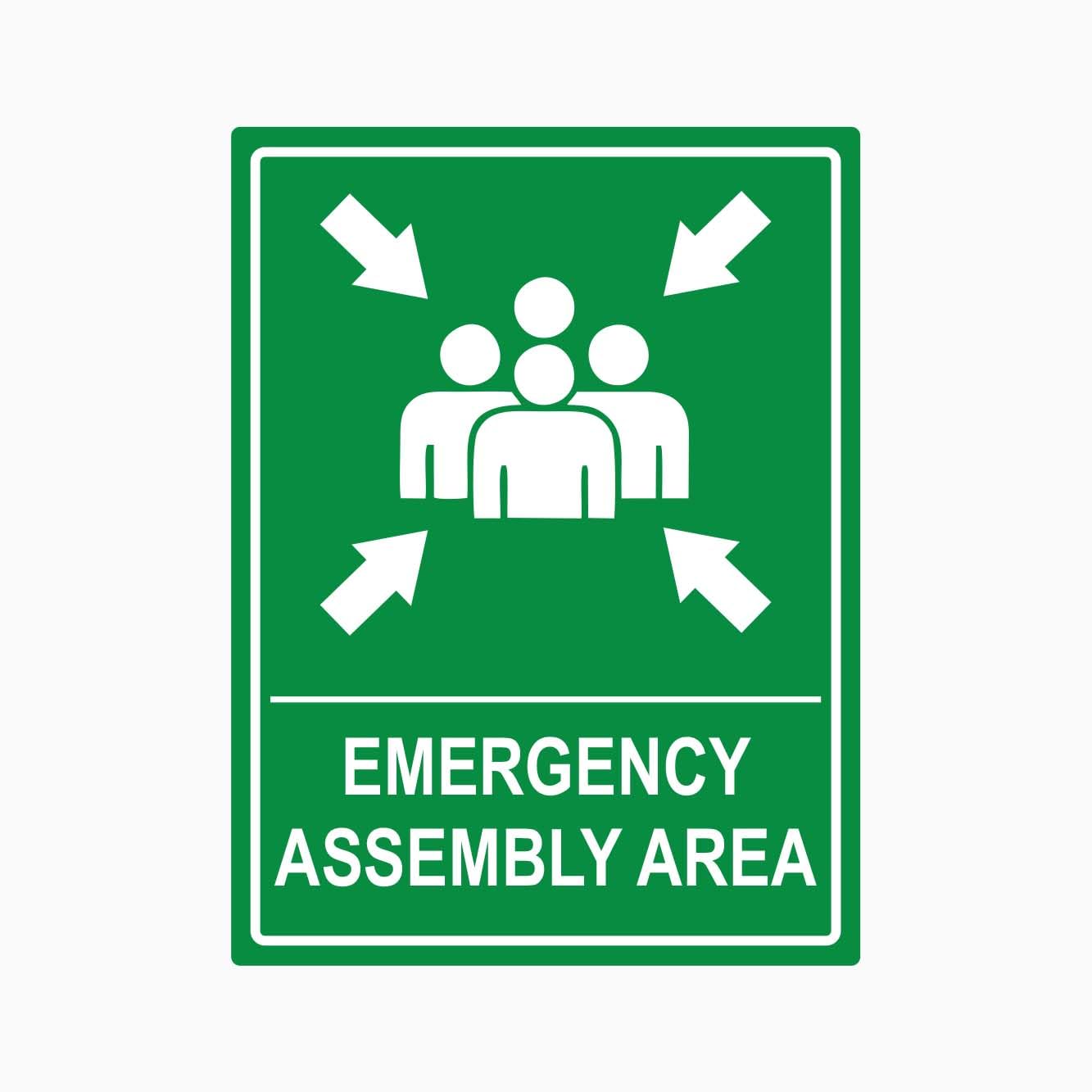 EMERGENCY ASSEMBLY AREA Sign Workplace Metal Tin Sign 8 x 12 inch for Industrial & Commercial Series