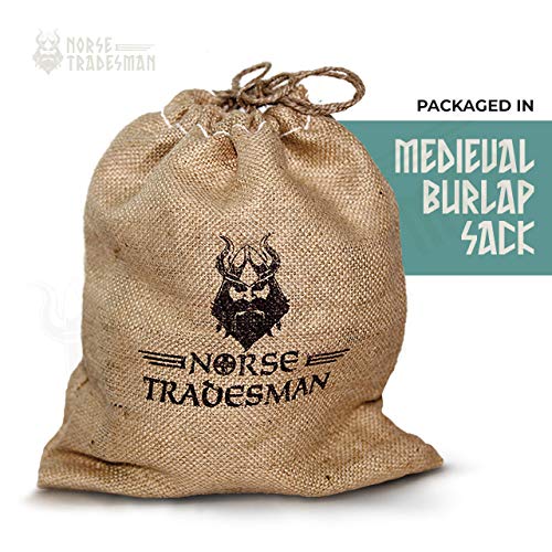 Norse Tradesman Genuine 20" Ox-Horn Viking Drinking Horn With Horn Stand & Brass Wolf Adornments | Burlap Gift Sack Included | "The Fenrir", Polished, 20-Inch