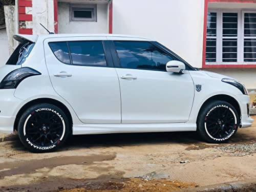 Image of Customized Permanent Rubber Tyre 3D Stickers for Car Tyre Design - YOKOHAMA + Stripes White