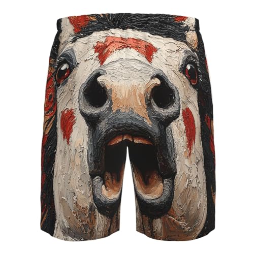 Men's Beach Shorts Board Casual Quick Dry Swim Trunks Holiday - Native American Indian Horse Funny4