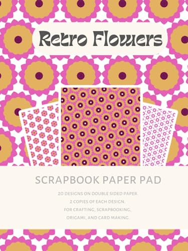 Retro Flowers Scrapbook Paper Pad: Beautiful retro inspired flower patterns, in pink and yellow. image 2