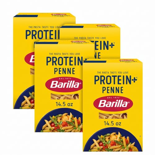 Barilla Protein+ (Plus) Penne Pasta,14.5 Ounce - plant based - Made from Lentils,Chickpeas &amp; Peas - Non-GMO,Kosher Certified,(Pack of 4)