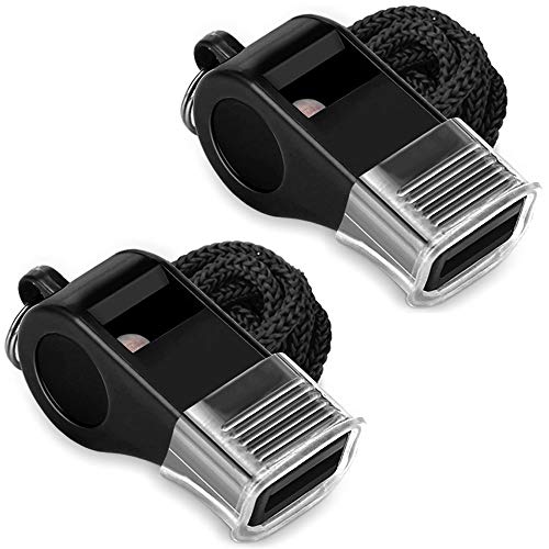 Whistle, 2 Packs Plastic Sports Whistles with Lanyard, Loud Crisp Sound Whistle Ideal for Coaches, Referees, and Officials