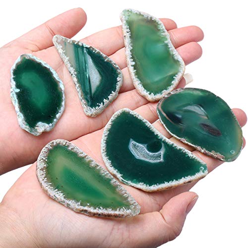 Géode d'agate verte en tranche pour créer vos colliers