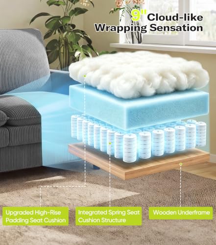 Image of Welzona 3-Layers Cloud Loveseat Sofa, 51 inch Corduroy Small Couch, Small Sofa