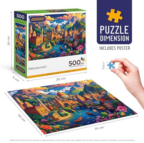Image of Dreamland Jigsaw Puzzle (500 Pieces) for Adults & Teens Cardboard | Fantasy Land Artwork | XXL Pieces | Brain Exercise, Stress Relief & Reduce Screentime |