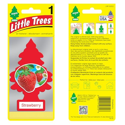 Image of Little Trees Strawberry Air Freshener | Sweet Fruity Fragrance | Iconic Tree Hanging Design | For Car, Home, Wardrobe | Imported from USA