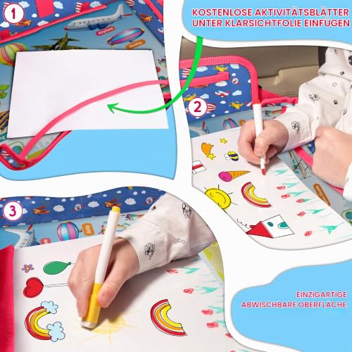 EcoFantasy Reisetisch Auto Kinder mit Tablet-Halter, abwischbar – Flugzeuge – Ansicht 5