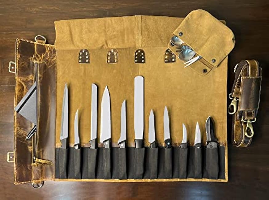 Rustic Town Genuine Leather Chef Knife Roll All Purpose Chef Roll