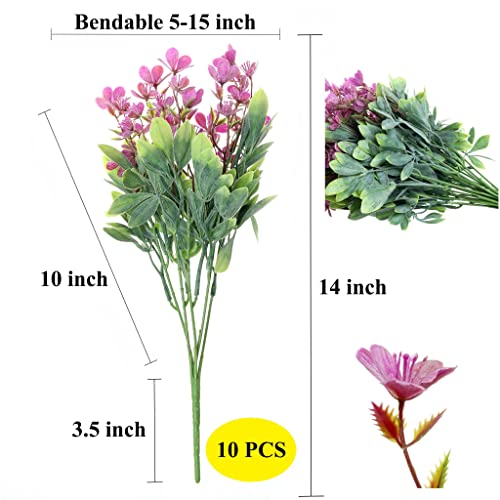 Grand Verde Wildflowers Artificial Flowers Plastic Bouquets Real Touch Faux Ranunculus DIY Home Decor Outdoors Garden Patio Balcony Wedding Decoration, Bulk 10pcs (Magenta Violet)