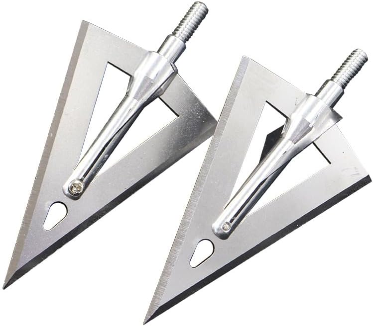 10pcs 6.2mm Broadhead Arrow Tips, 170 Grain Stainless Steel Threaded Broadhead Points, Removable Triangle Blade Hunting Tips for Target Practice
