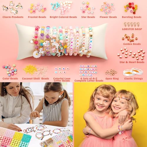 Image of MAGHROLA Children's Jewelry Making Kit - Colorful Beads DIY Bracelets, Necklace, Hairband & Rings Craft Kits Birthday Gift Activity Games for Girls Age for 4, 5, 6, 7-Year-Old Little Girls-Multicolor
