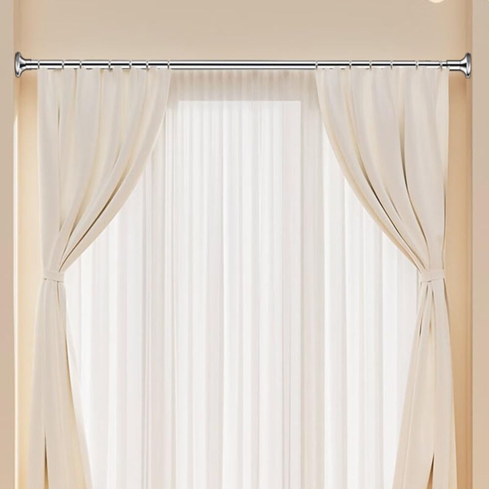 Tringle à Rideau de séparation de pièce, Tringle à Rideau de Douche télescopique, tiges de Tension en métal, pour Cuisine, Placard, Salle de Bain, sans perçage (130-240 cm)