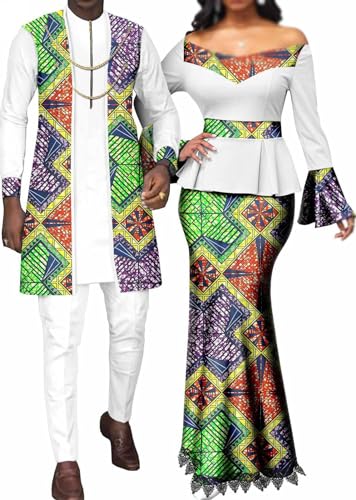 Costume tribal haut de gamme et robe imprimée africaine pour couple