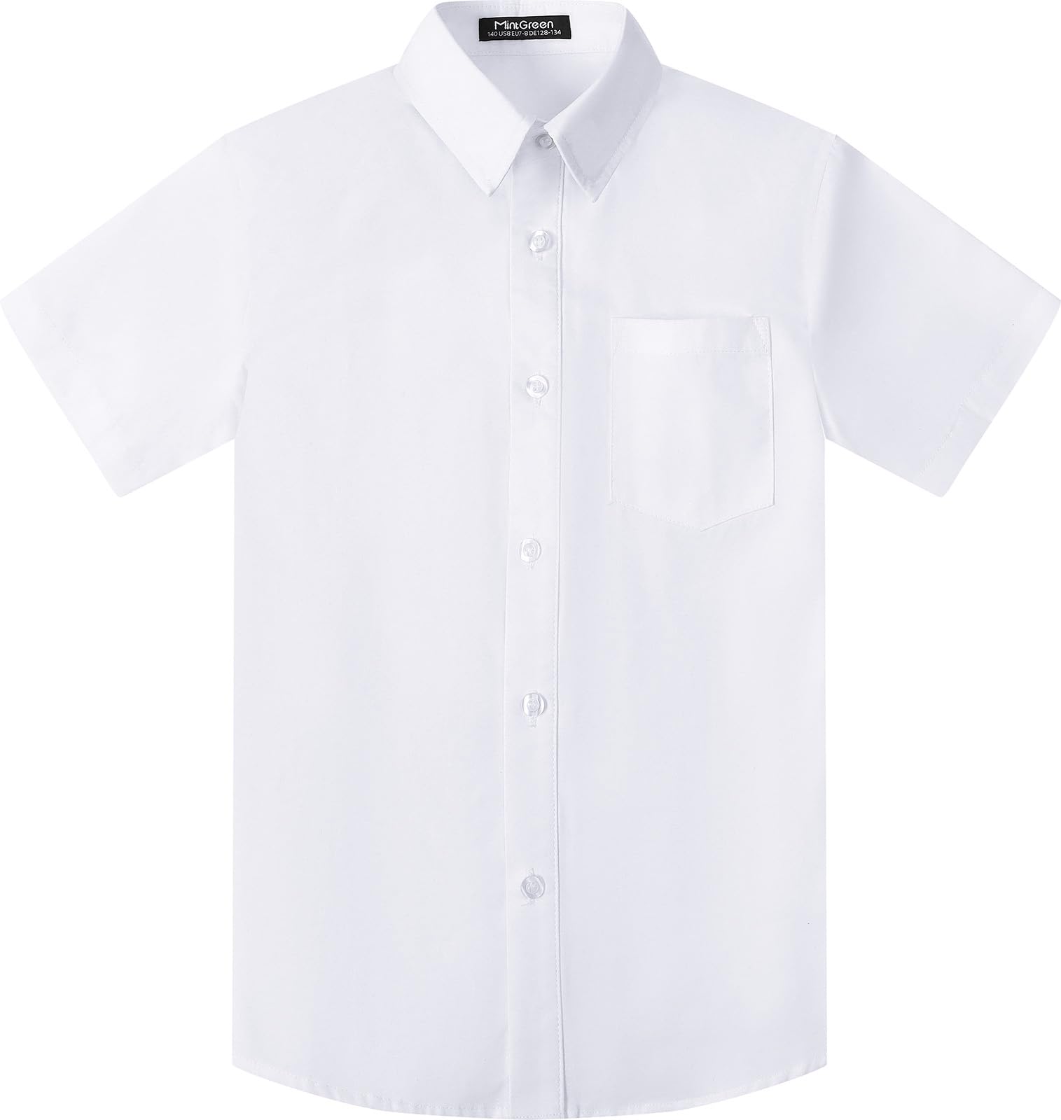 mintgreen Ragazzo Camicia a Maniche Corta con Bottoni in Cotone, 7-14 Anni