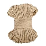 PetierWeit Natural Jute Twine Hemp Rope 164 Feet 6mm (1/4 Inch) Without Nasty Chemical Smell Excellent for Ribbon Wrap and Other Crafts Accessory