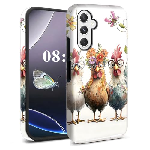 NLZQTTBD for Galaxy A16 5G Case, Dual Layer Hard PC + Soft TPU Heavy Duty 2 in 1 Shockproof Protective Phone Case for Samsung Galaxy A16 5G (6.7') Cute Amusing Pattern – Cartoon Chickens