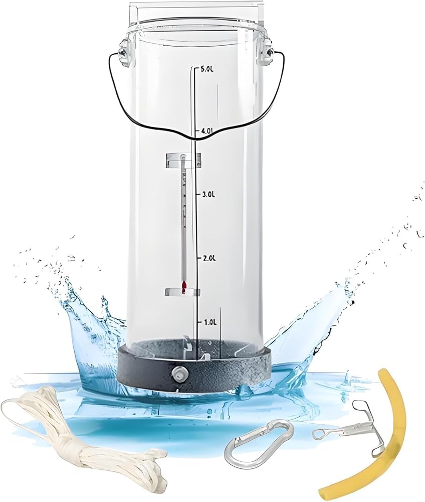 MRVAKDYDI Viscous Liquid Sampler, Thickened Plastic Water Sampler 0.5-5L With 5m Adjustable Nylon Rope 0-30m Depth(5L)