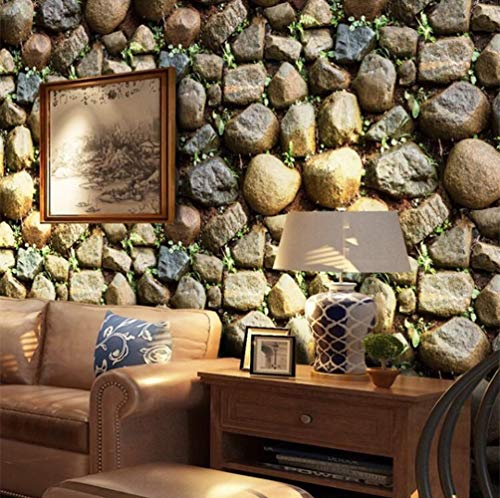 Yancorp 10Ft Self-Adhesive Wallpaper Brown Stone Brick Wallpaper Fireplace Kitchen Backsplash Peel And Stick Wallpaper Stick On Wallcovering #TOP7