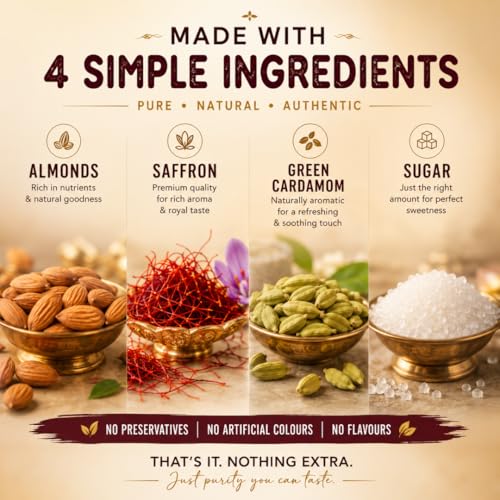 Image of Kesar Badam Drink Mix 250g | Saffron Almond Beverage Powder for Homemade Drink Preparation | Kitchen Drink Mix for Daily Beverage Recipes