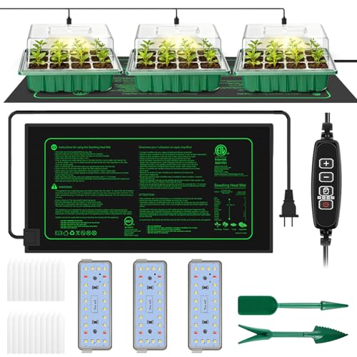 Bandejas de Início de Sementes com Luzes de Crescimento e Tapete Térmico