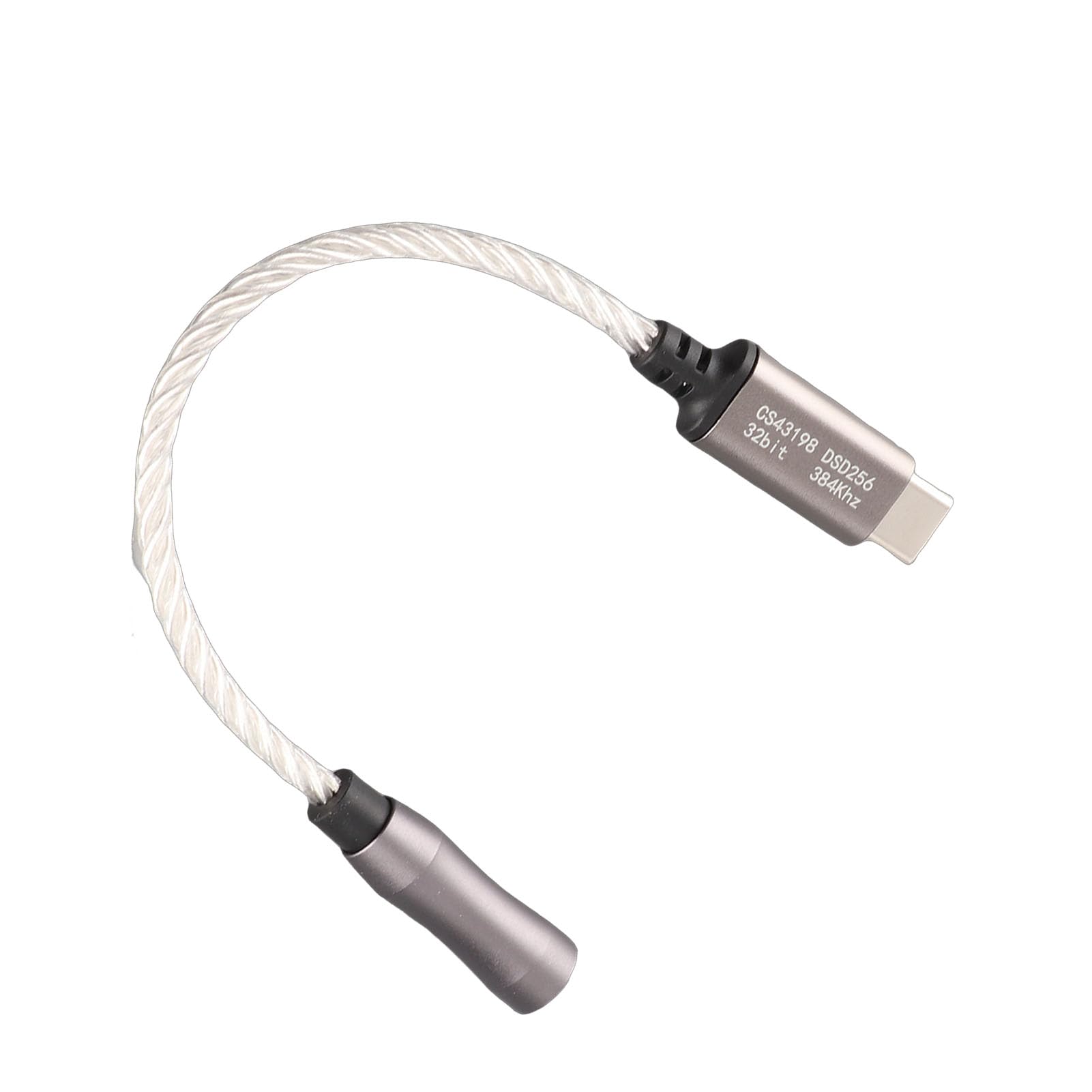 AMONIDA Adattatore Amplificatore per Cuffie da Tipo C a 3,5 Mm Qualità Premium per gli Amanti della Musica Costruzione Placcata Argento da 15 Cm (SILVER)