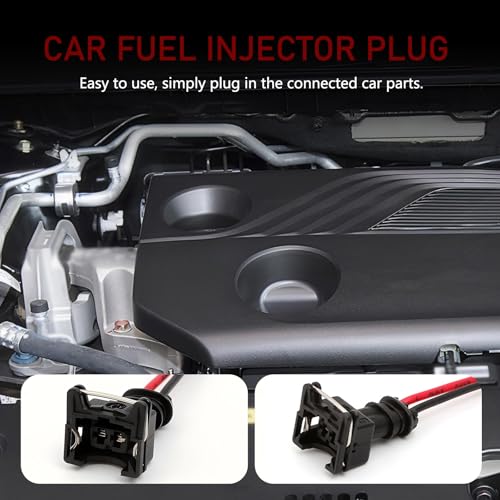 SLIMI 8 PCS Automotive Injector Connector, Waterproof Fuel Injector Socket with Extended Pigtail Harness Fitting, Universal for Most Cars (Black) - Thumbnail 6