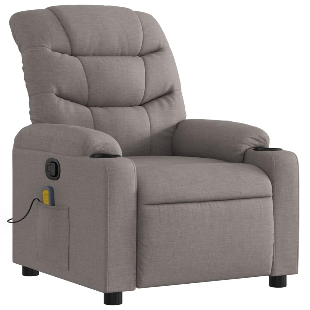Massagesessel Taupe Stoff Relaxsessel mit Liegefunktion und Vibrationsmassage für Wohnzimmer Büro Lounge Komfort ergonomisches Design