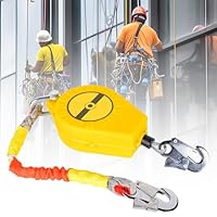 YANGUN Höhensicherungsgerät Absturzsicherung 10m, Absturzsicherung Einziehbar, CE-Zertifikat, Klettern Sicherungsgerät Fallschutz für Dach und Luftarbeiten, Maximale Belastung 150kg (Gelb)