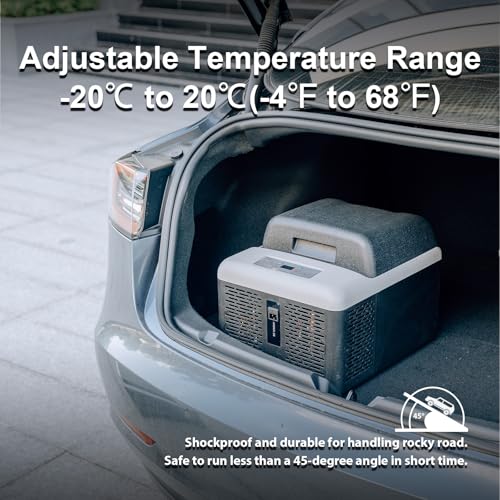 Image of Alpicool C12PT Portable Car Freezer Cooler, 12 Volt Car Refrigerator, 12 Quart Fast Cooling, with 12 /24V DC and 100-240V AC for Outdoor, Camping, RV, Truck (Black&Grey)