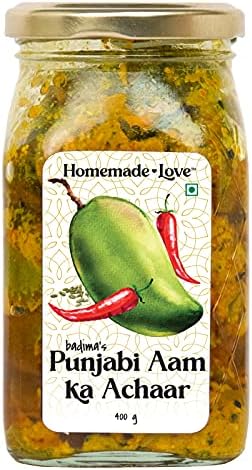 Homemade Love Punjabi Mango Pickle - Aam ka Achar | Homemade Mango Pickles | Mango Achar (400 Gms), 1 Count (Pack of 1)