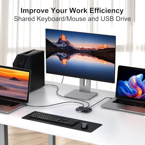 Image of THXCDBID USB 3.0 Switch 3 Computers Sharing 4 USB-A Port USB Switch Selector 5Gbps Sharing Keyboard Mouse Printer Scanner Includes 3 USB 3.0 Input Cables and IR Remote Control