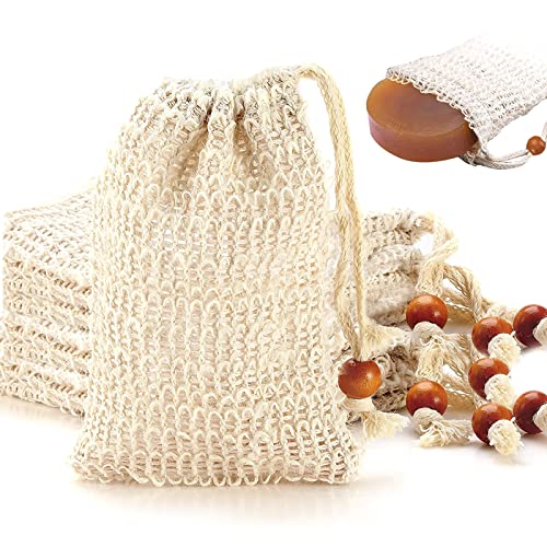 8 Pack Soap Bag Natural Sisal Soap Saver Bag Pouch Mesh Waste Exf...
