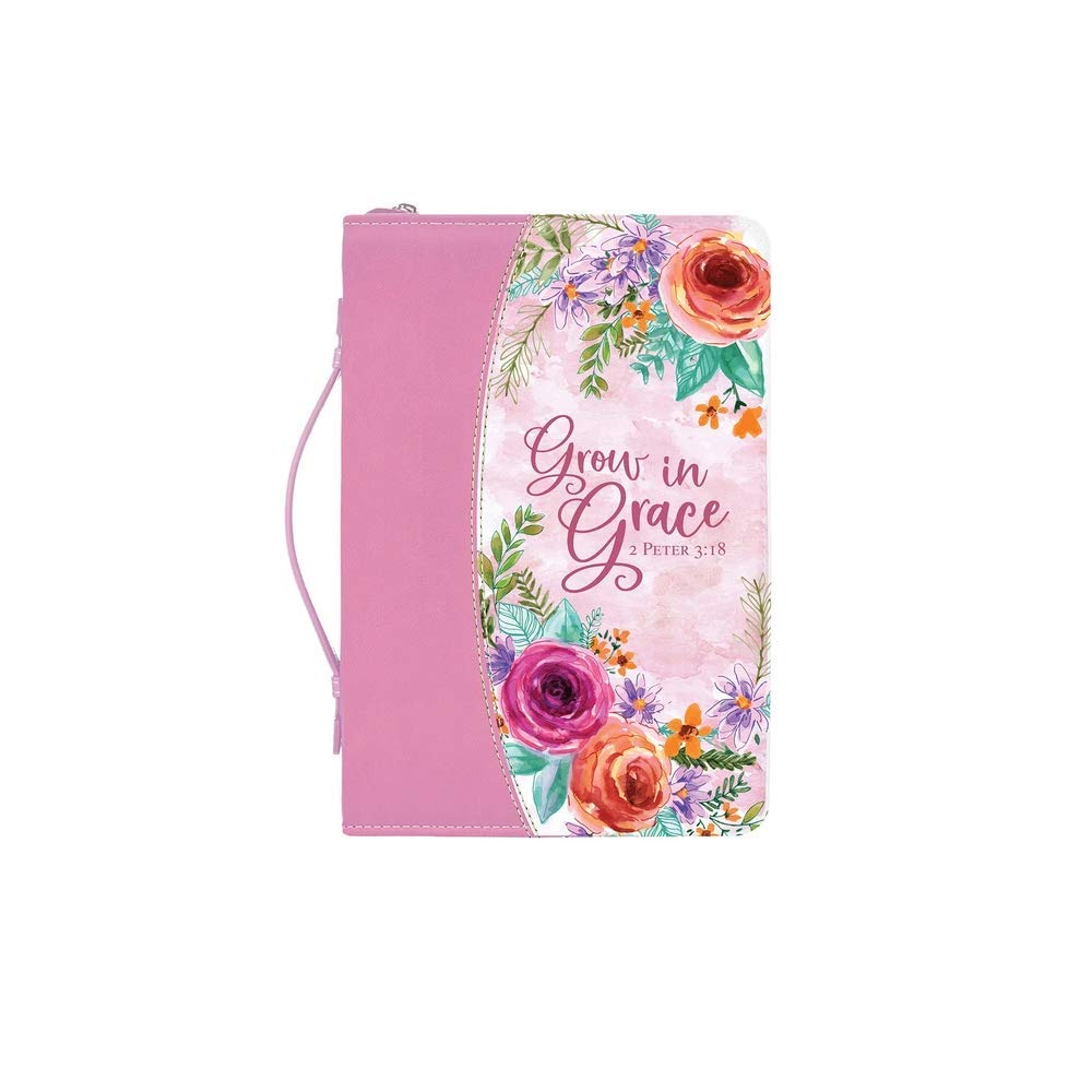 Divinity BoutiqueDivinity 28312 Divine Details Grow in Grace Pink Floral Bible Cover, XL - Extra Large, 11-inch Height