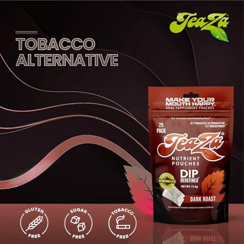Image of Teaza Herbal Energy Pouches, Tobacco Alternative Nicotine Free, Smokeless Alternative Snuff and Healthy Dip, Tobacco Free Chew Premium Flavored | Coffee | 25 Pouch Pack