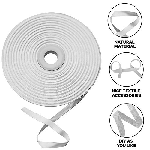 3 Rolls Natural, Black & White; 55 Yards Long Each 0.5" Wide Twill Tape Fabric Ribbon 100% Cotton Herringbone Webbing Bias For Sewing Diy Crafts Trim Lace Seaming Quilting Binding Hemming Gift #TOP3