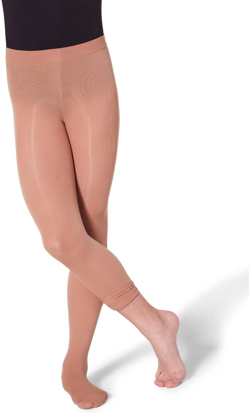 Capezio Girls' Ultra Soft Self Knit Waistband Tight,Light Tan, One Size (8-12) - Image 6