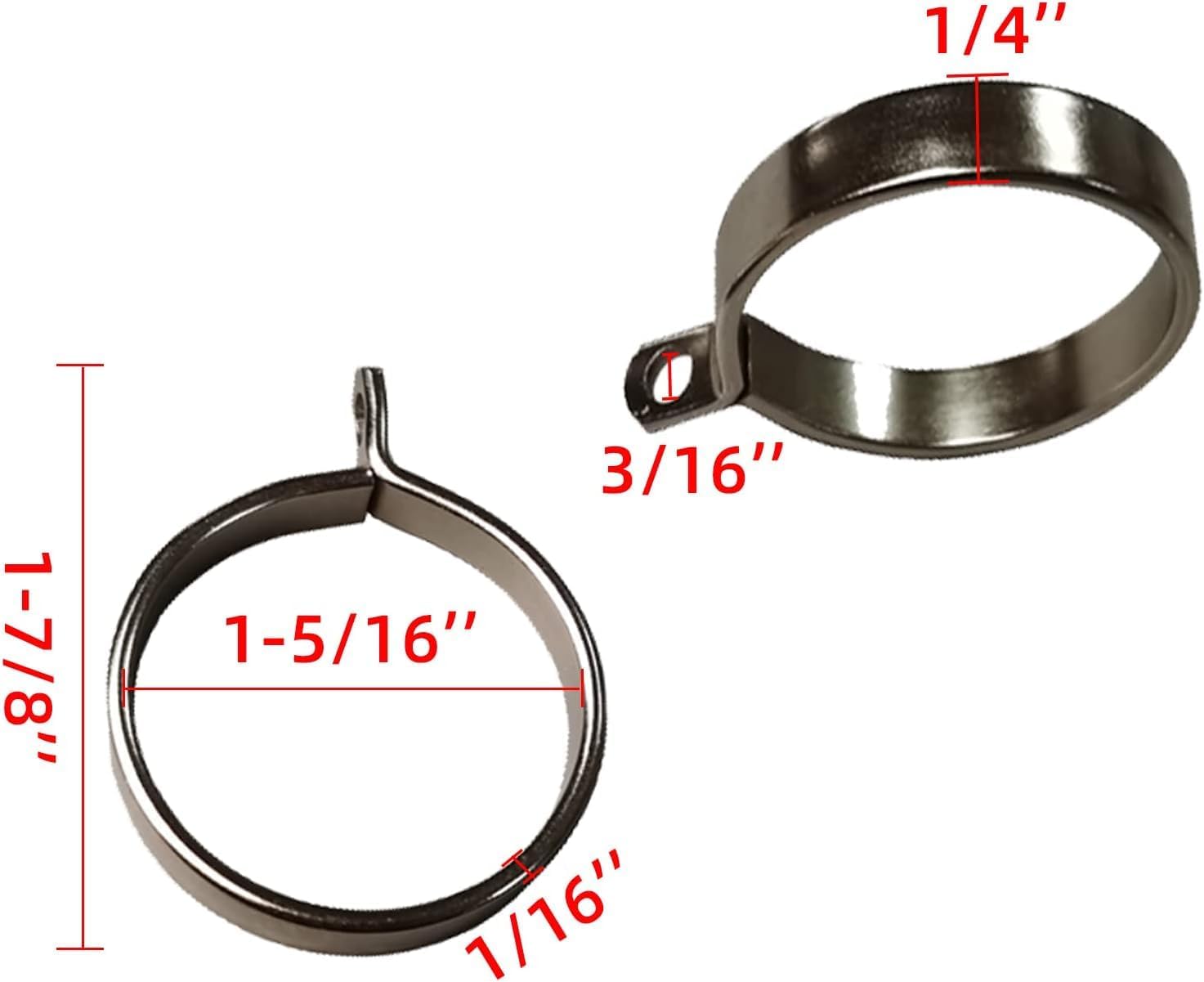 100Pcs Bronze Curtain Rod Rings, 1.26 Inch (32mm) Inner Dia Drapery Ring for Curtain Rods, Nickel