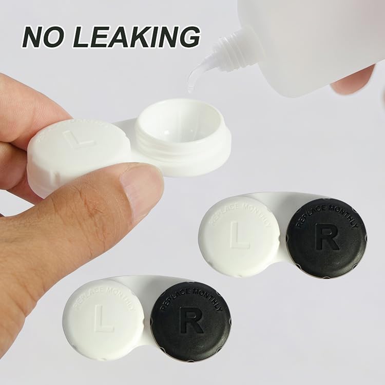 Miniatura 3 de Funda para lentes de contacto, estuche de contacto blanco y negro, 2 piezas, kit de inmersión, contenedor de soporte para el hogar, oficina,
