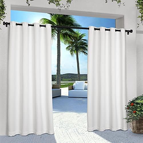 Exclusive Home Cabana Solid Indoor/Outdoor Light Filtering Grommet Top Curtain Panel, 54"x96", Winter White, Set of 2
