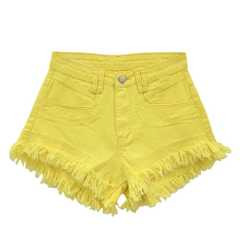 Short en jean effiloché taille haute amincissant pour femme silhouette trapèze galbée
