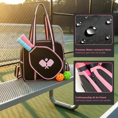 Pickleball Bag for Women Men, Tote with Adjustable Crossbody Strap, Lightweight Pickle Ball Bags with Paddle Cover Pocket Holds 2 Paddles - Image 5