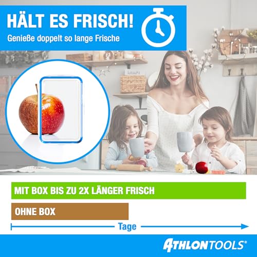 ATHLON TOOLS 4x 3L Frischhaltedosen-Set in Gastro-Qualität - 100% luftdicht und auslaufsicher -40 bis +100 Grad - für alle Lebensmittel - BPA-frei - Vorratsdosen für Kühlschrank (3 L | 4er Set)