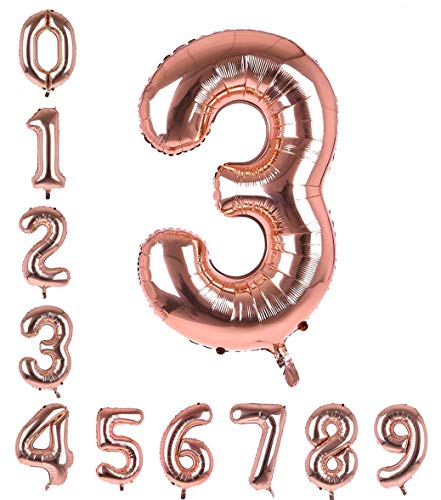 Image of AMFIN 3 Number Foil Balloon - Rose Gold