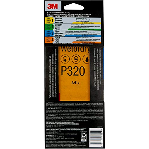 Image of 3M Wetordry Sandpaper, 03024, Assorted Grits, 3 2 /3 in x 9 in, 5 Sheets Per Pack