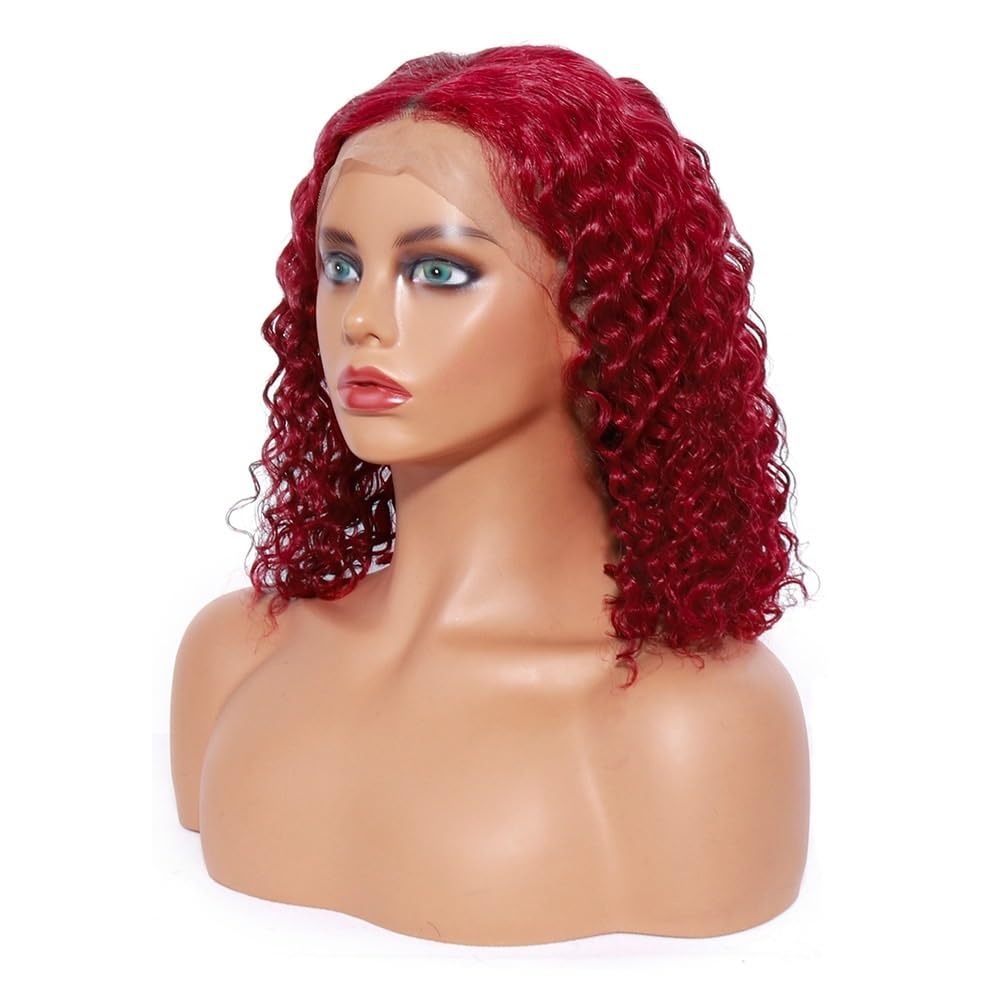 Parrucca BOB riccia da 8 pollici Capelli umani 200 Densità 13x4 HD Parrucche anteriori in pizzo a onde profonde for le donne