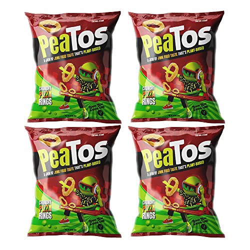 PeaTos® – the Craveworthy upgrade to America’s favorite snacks – PeaTos Crunchy Rings Pizza in Snack Sized 3 oz. Bags (4 pack) full of “JUNK FOOD” flavor and fun WITHOUT THE JUNK. PeaTos are Pea-Based, Plant-Based, Vegan, Gluten-Free, and Non-GMO.